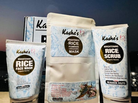 Kashe’s Rice Extract Bright & Glow Kit ( Rice Face Wash + Rice Scrub + Rice Mask )